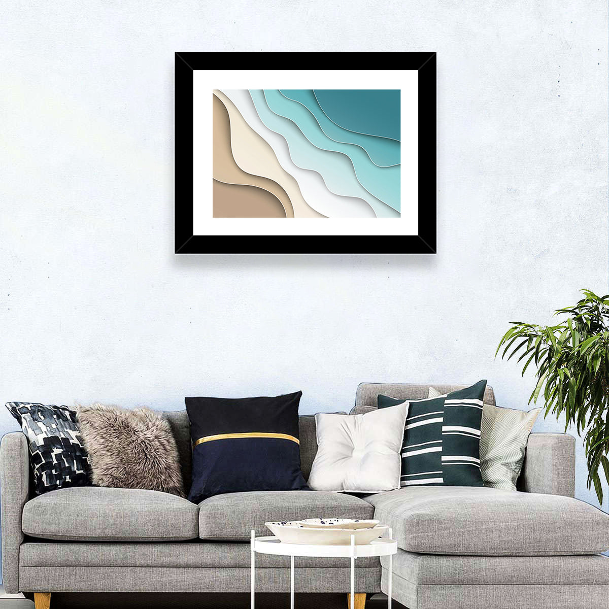Aerial Beach Layers Wall Art in a room, landscape