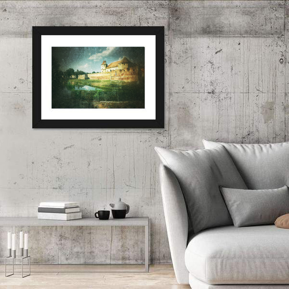 Făgăraș Fortress Moat Reflection Wall Art in a room, landscape