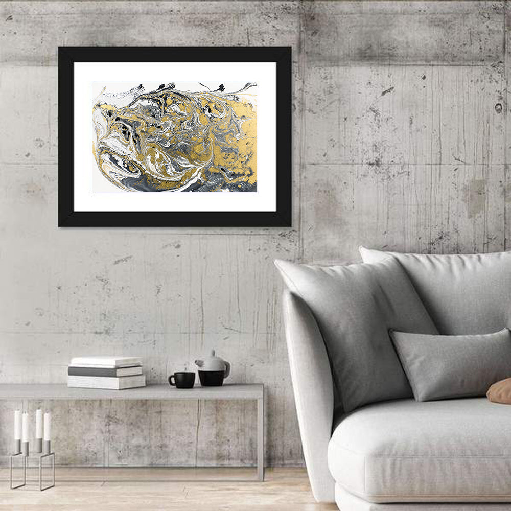 Golden Liquid Abstract Wall Art