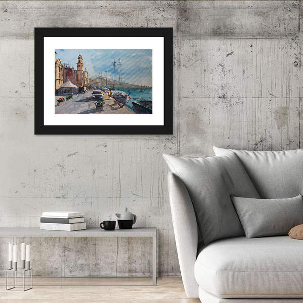 Valette Harbor Sketch Wall Art