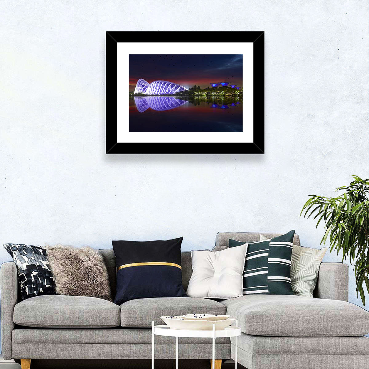 Gardens by the Bay Night Reflection Wall Art