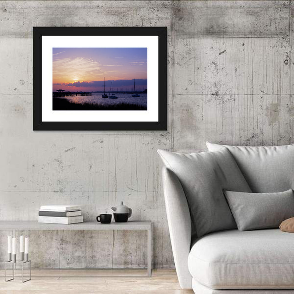 South Carolina Coastal Harbor Wall Art in a room, landscape