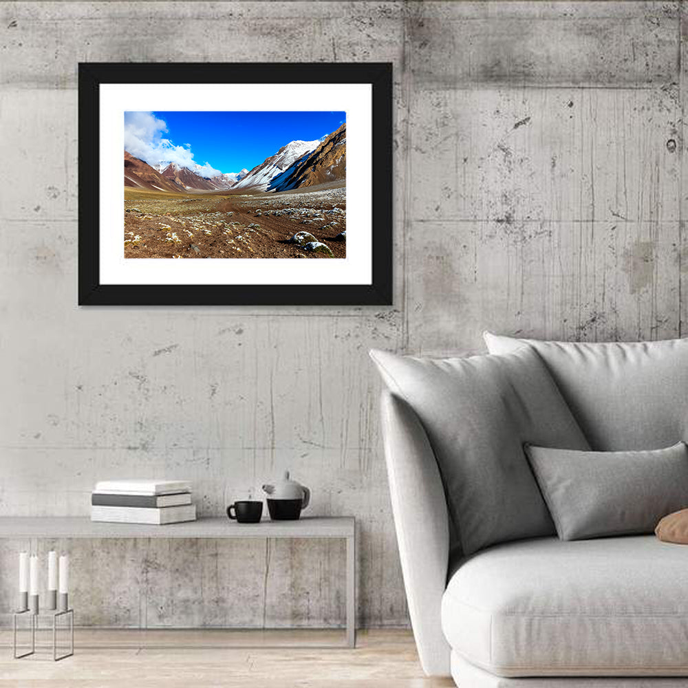 Mount Aconcagua Valley View Wall Art in a room, landscape