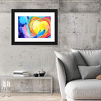 Blue Silhouette with Radiant Heart Wall Art