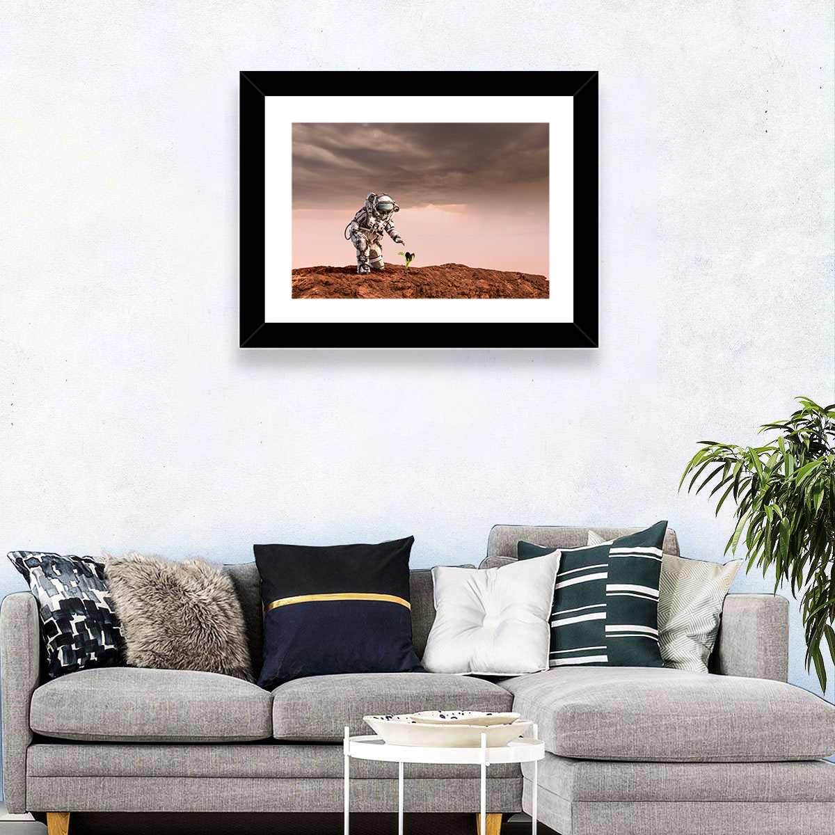 Martian Seedling Concept Wall Art in a room, landscape