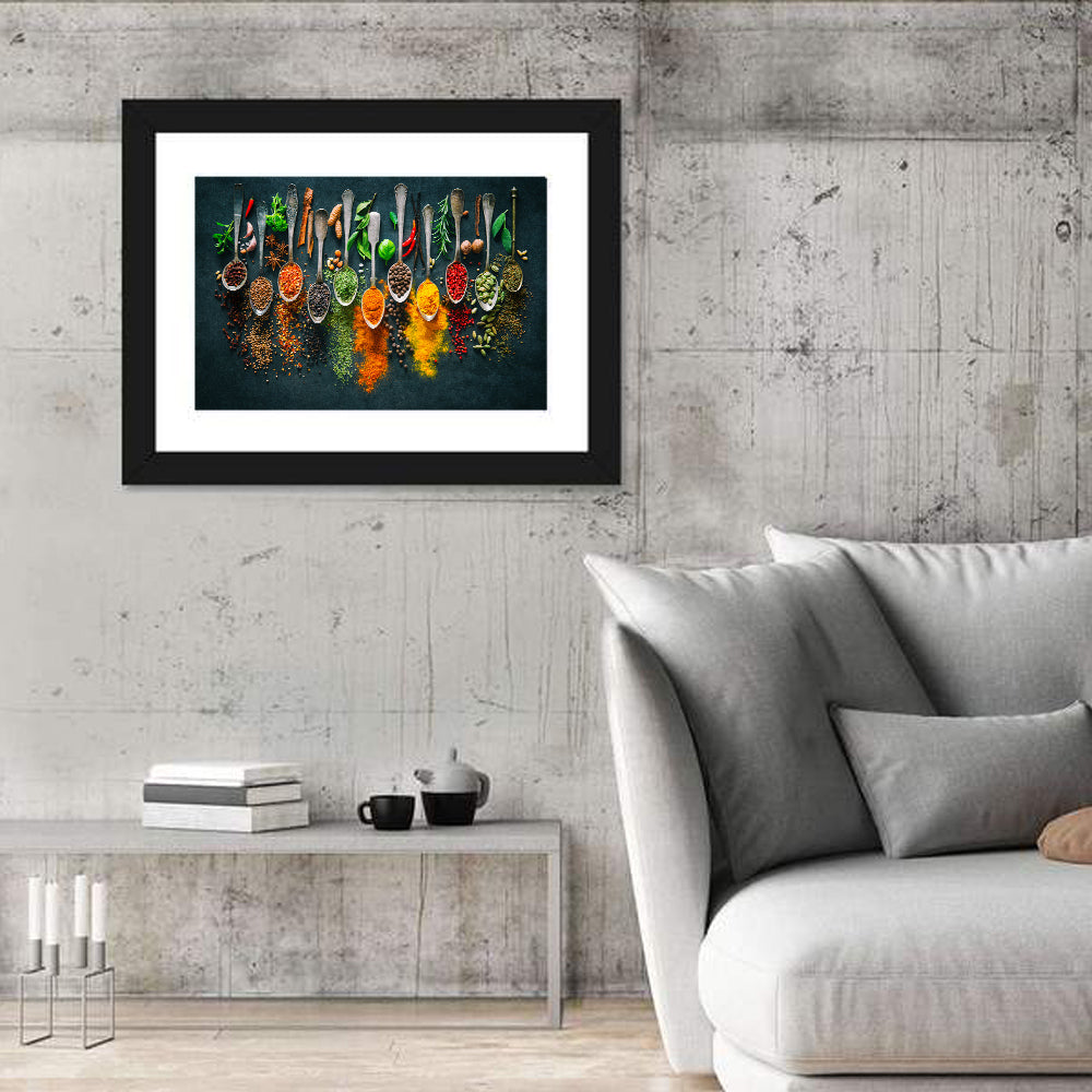Assorted Spices and Spoons Wall Art in a room, landscape