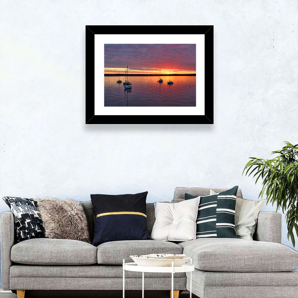 Lake Mendota Sailboats at Sunset Wall Art