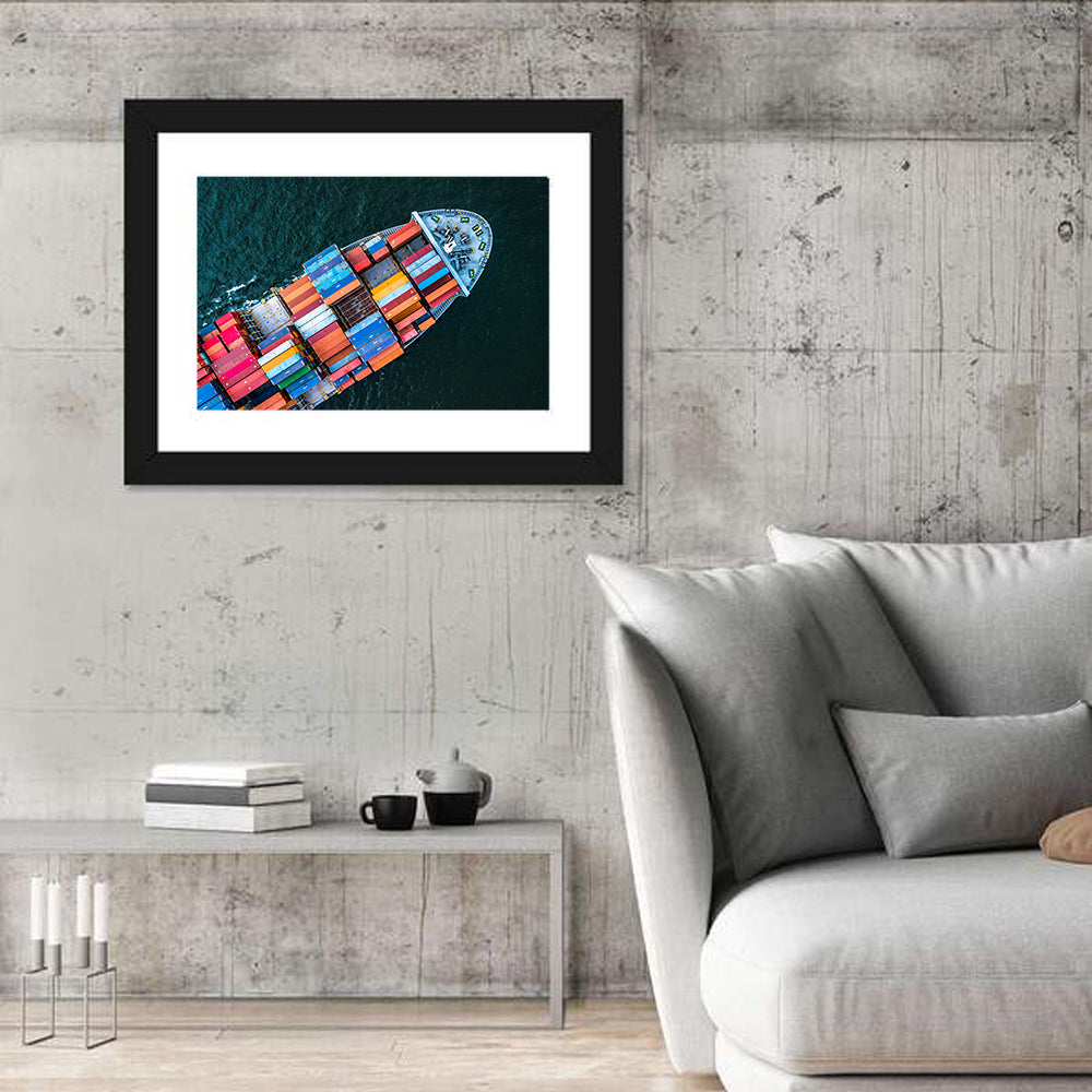 Container Ship Aerial View Wall Art