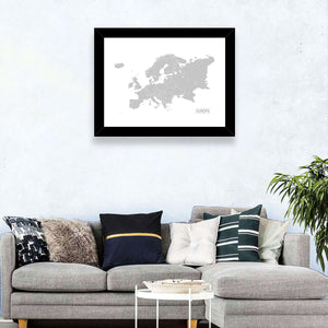 Greyish Europe Map Wall Art