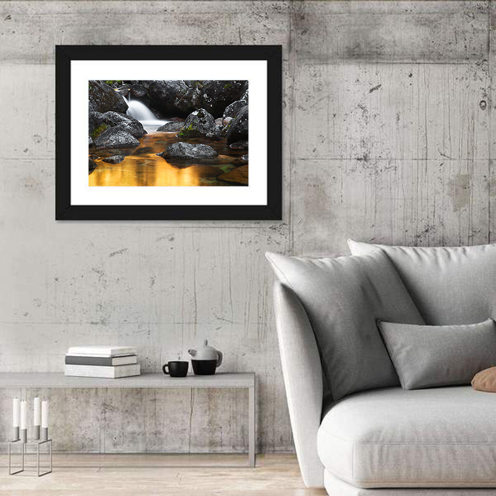 Golden Stream Waterfall Wall Art