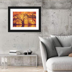 Golden Mist Forest Reflection Wall Art