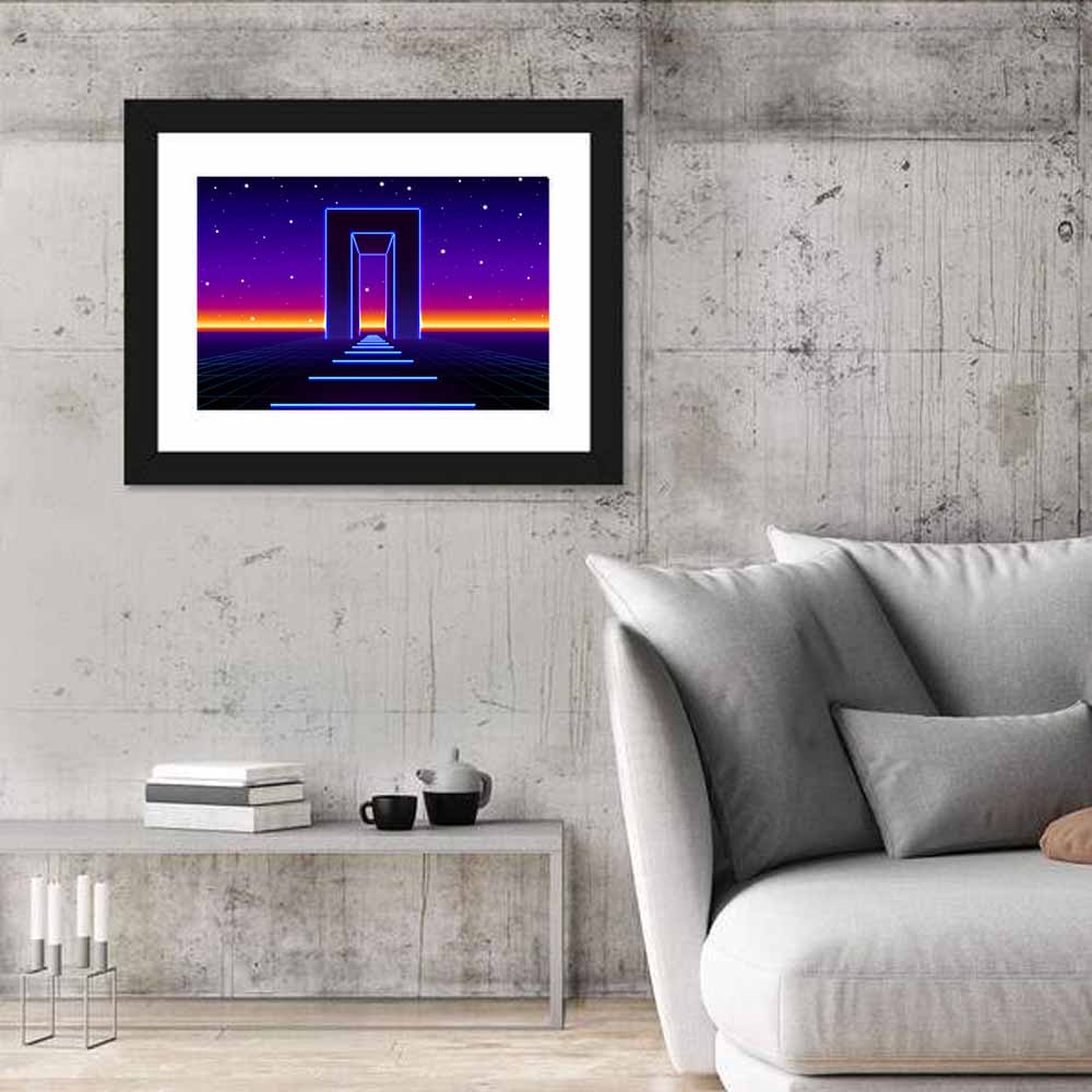 Neon Road to the Future Wall Art in a room, landscape