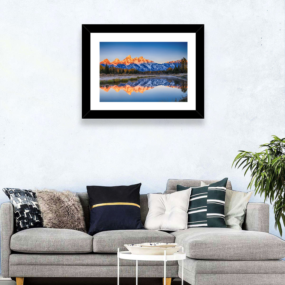 Schwabacher Landing, Grand Teton Sunrise Wall Art in a room, landscape