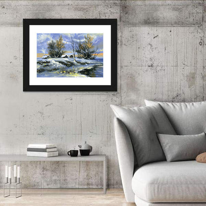 Winter Lake Houses Wall Art