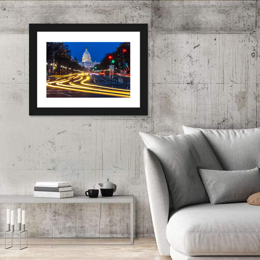 Pennsylvania Avenue at Dusk Wall Art in a room, landscape