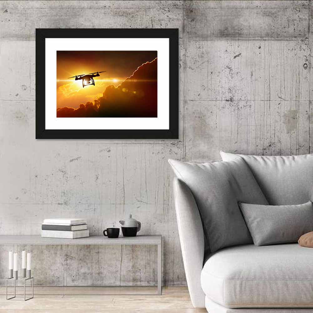 Flying Drone Silhouette Wall Art