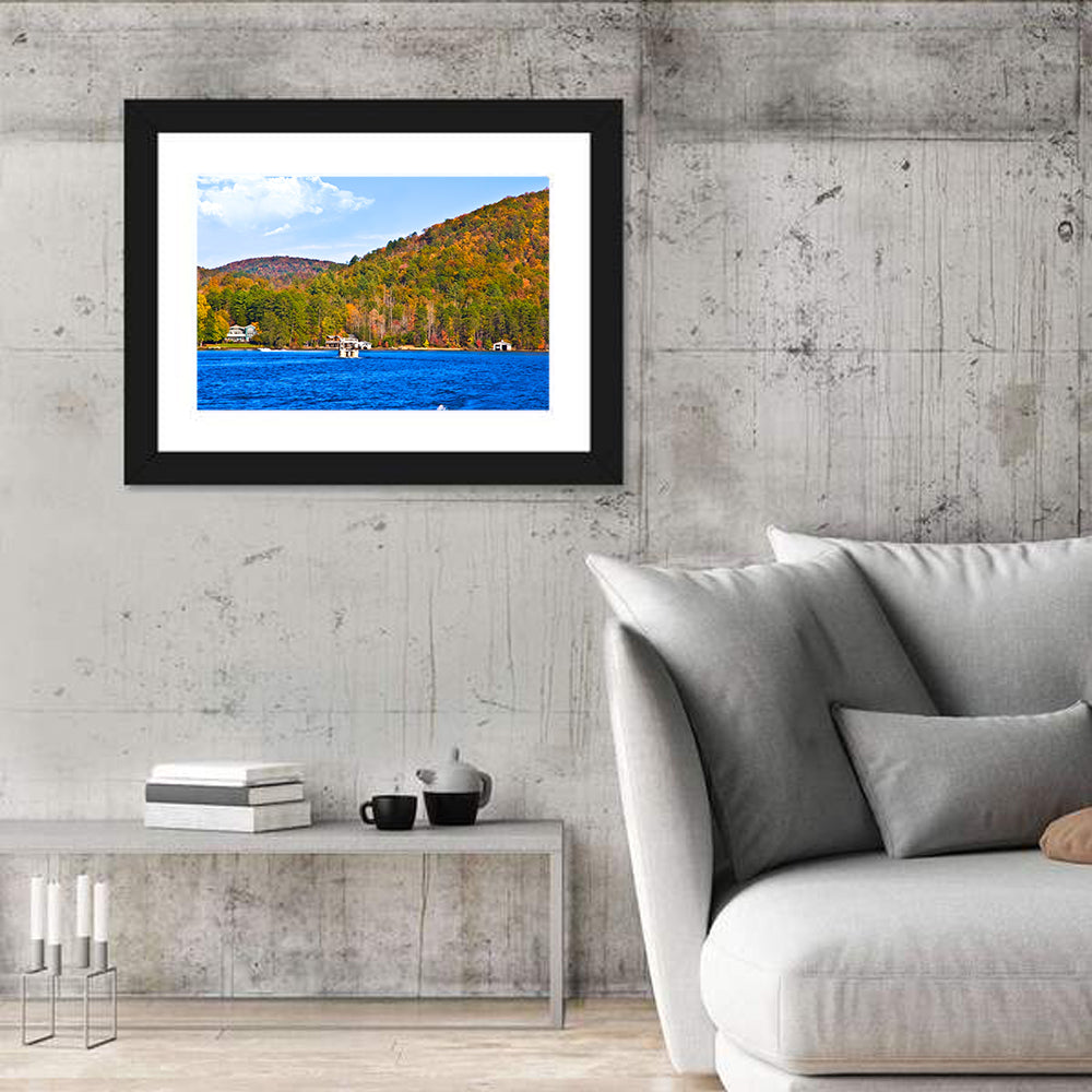 Lake Burton Autumn View Wall Art in a room, landscape