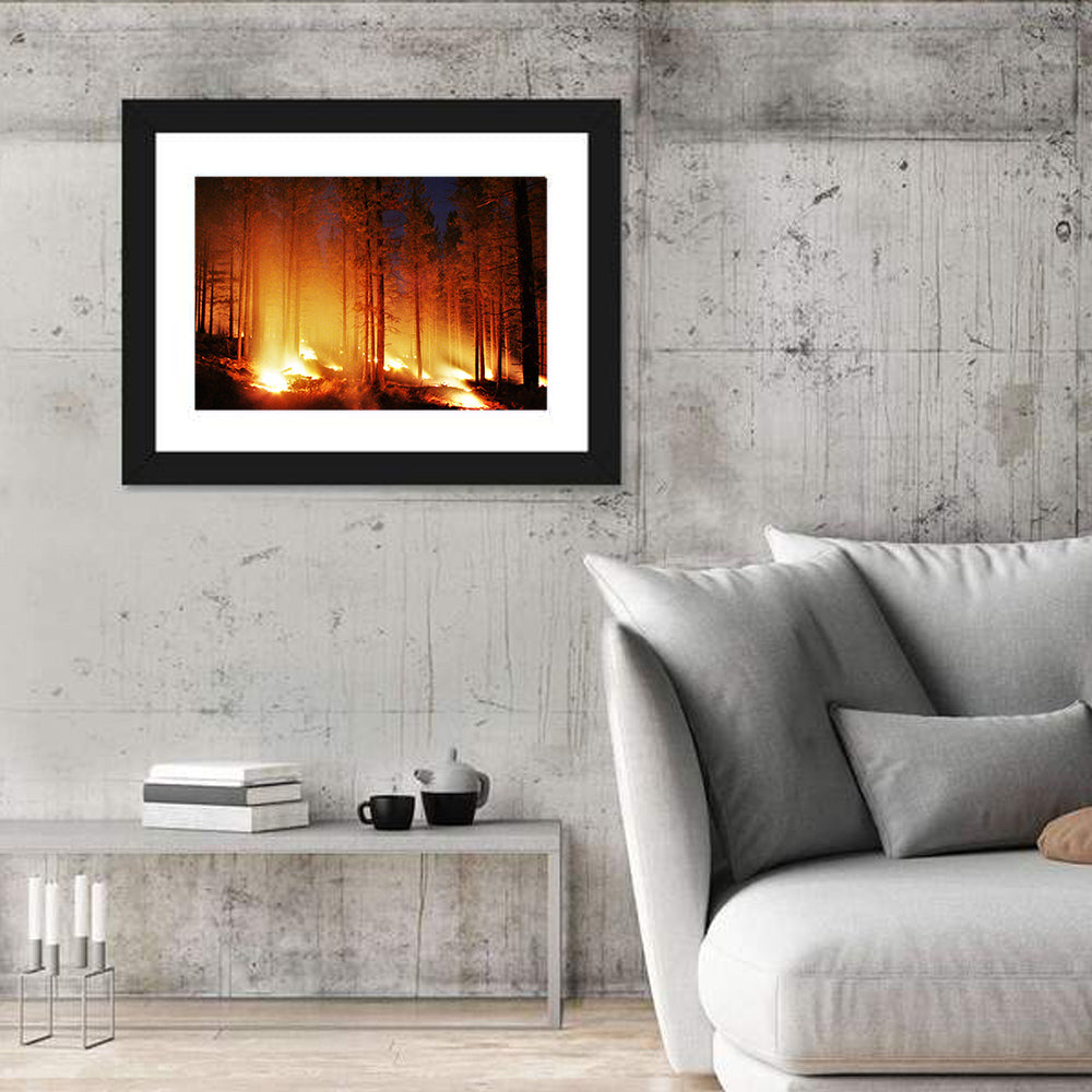 Night Forest Fire Wall Art