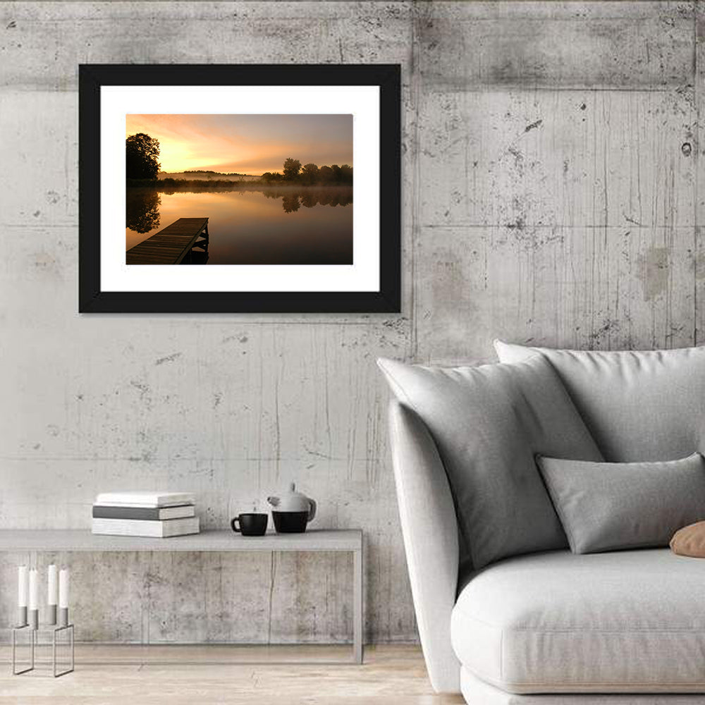 Golden Morning Pier Wall Art in a room, landscape