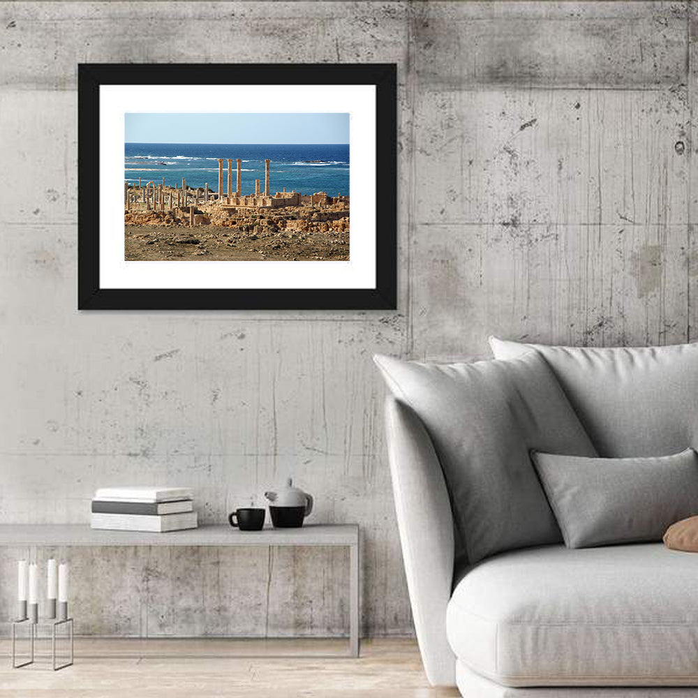 Leptis Magna Coastal Ruins Wall Art in a room, landscape