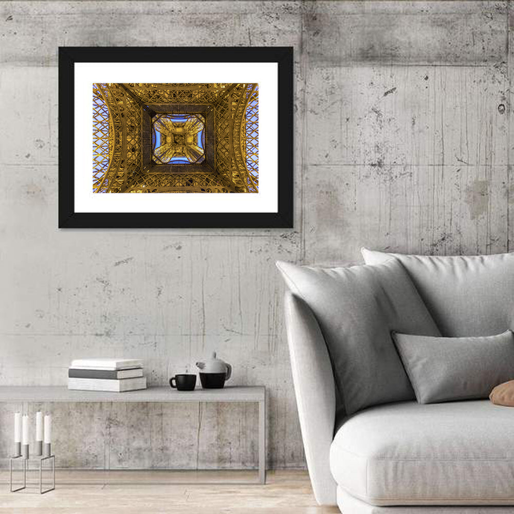 Eiffel Tower Lattice at Dusk Wall Art in a room, landscape