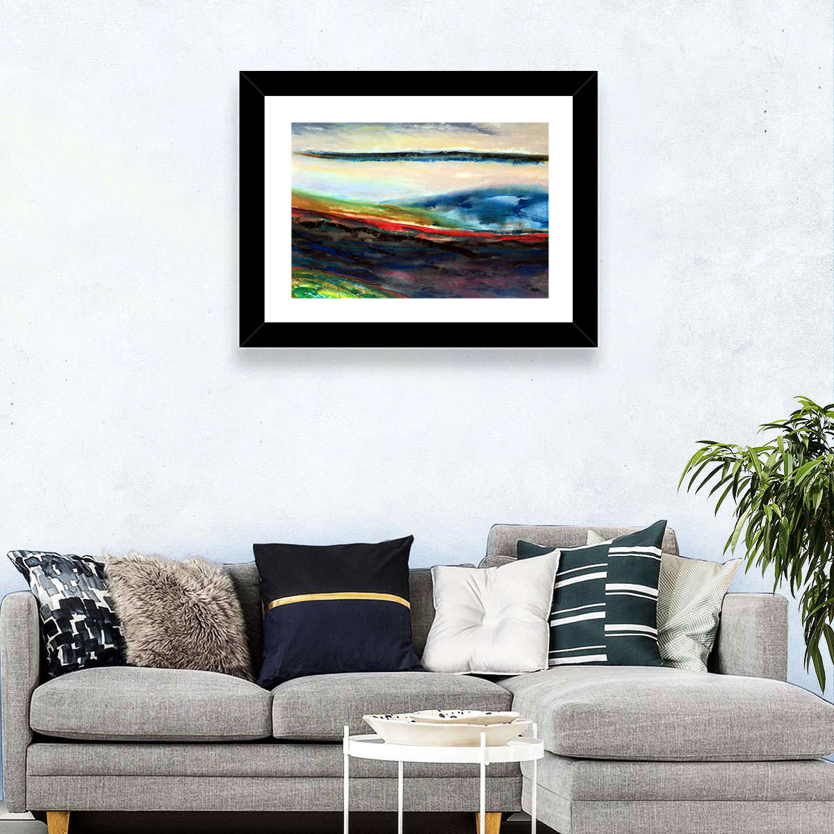 Moody Horizon Stripe Abstract Landscape Wall Art