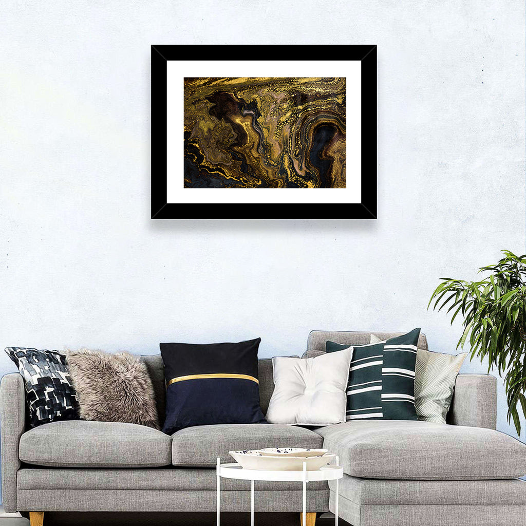 Black and Gold Marble Abstraction Wall Art