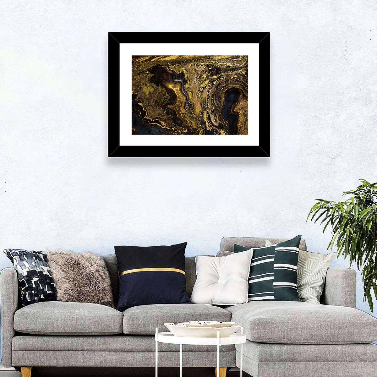 Black and Gold Marble Abstraction Wall Art