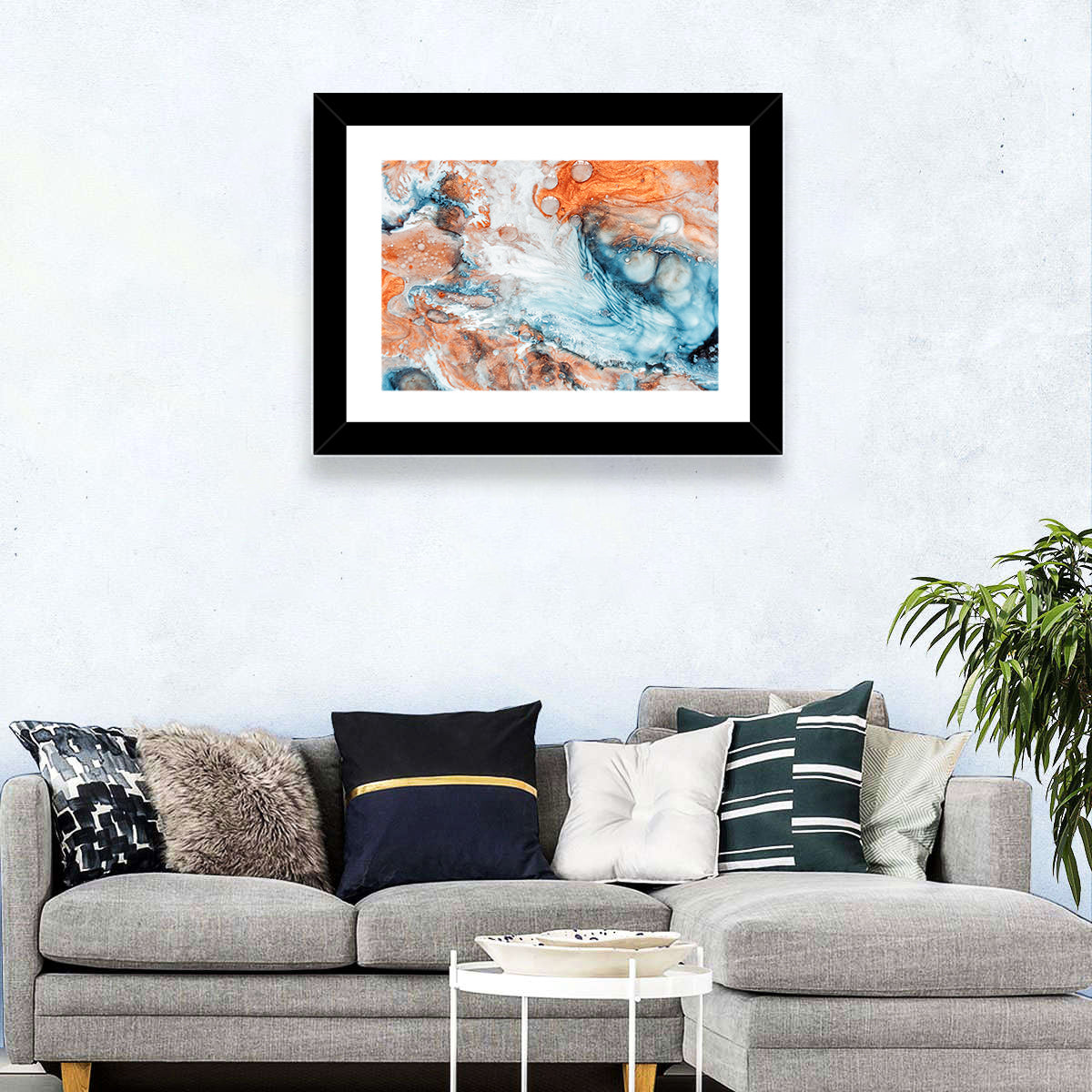 Copper Marble Fluid Abstract Wall Art