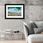 Aerial Teal Beach with Surfers Wall Art