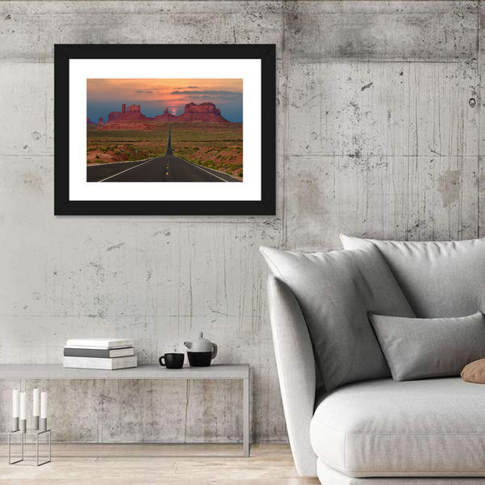 Tribal Park Monument Valley Sunset Wall Art in a room, landscape