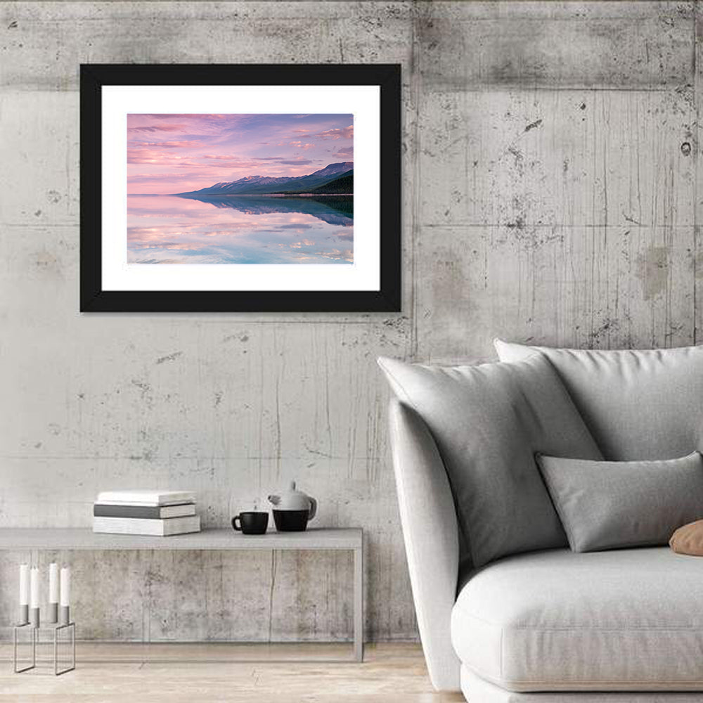 Lake Khovsgol Reflection Wall Art in a room, landscape