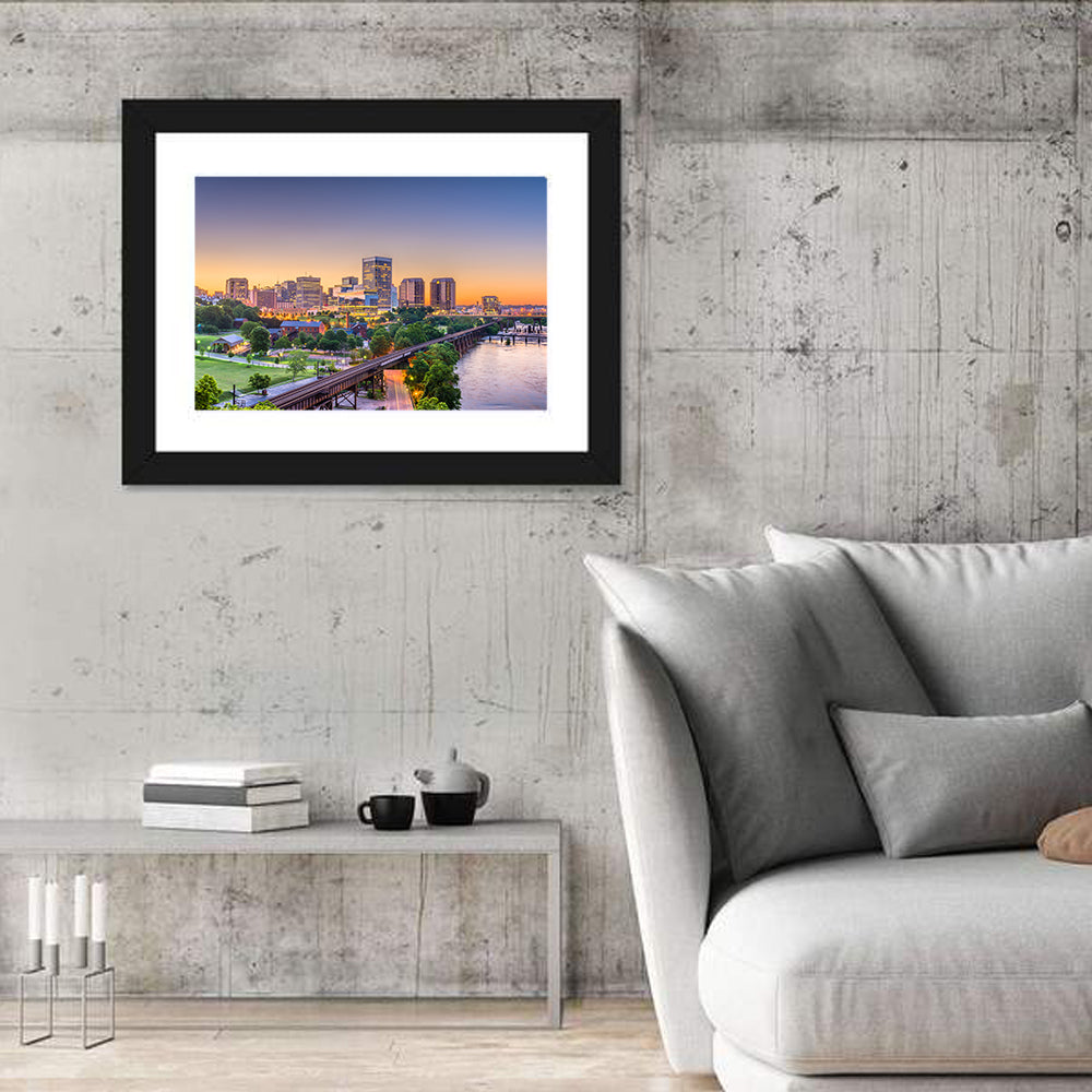 Richmond Skyline at Golden Hour Wall Art in a room, landscape