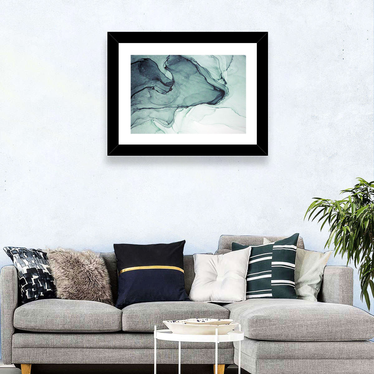 Shades of Gray Wall Art in a room, landscape