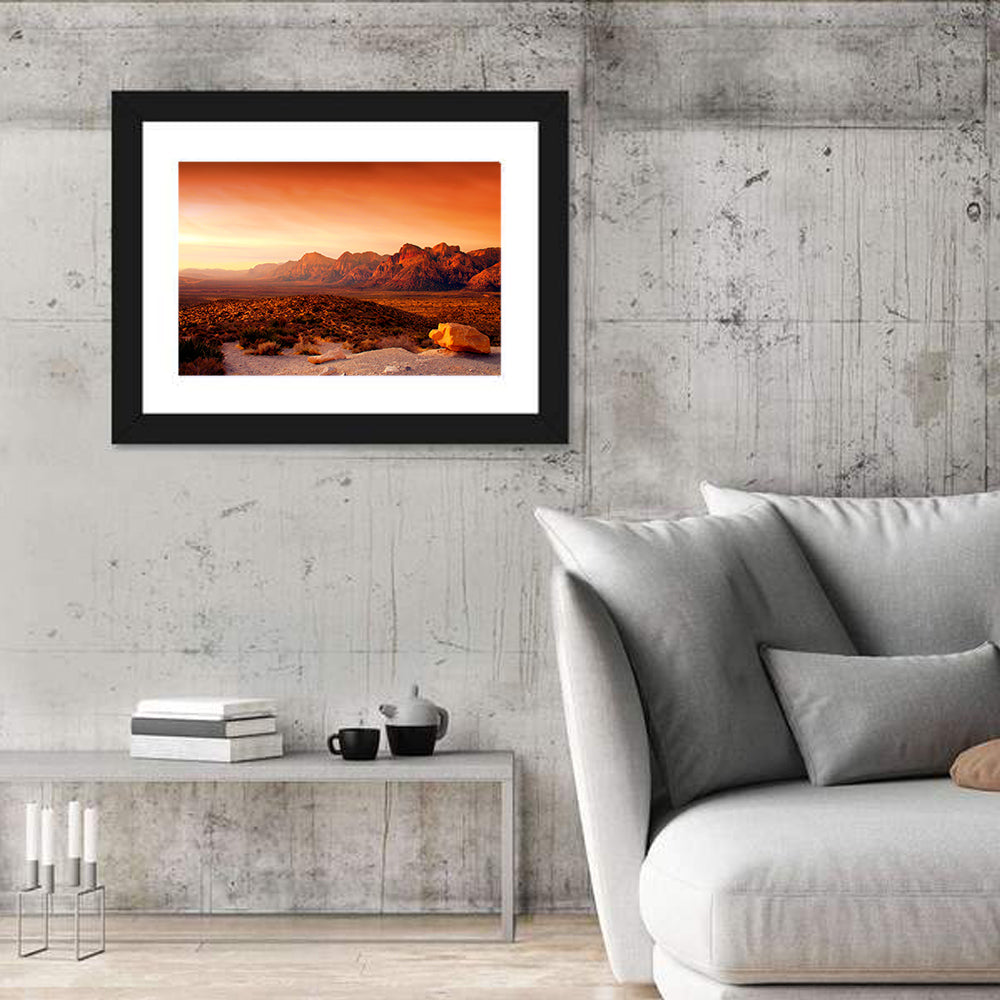 Red Rock Canyon Sunset Wall Art in a room, landscape