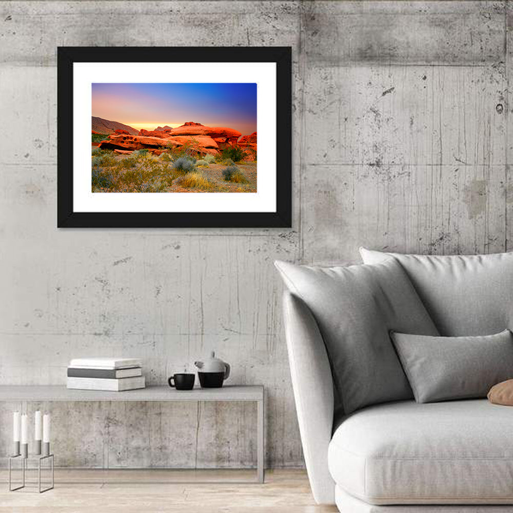 Red Rock Canyon Sunset Wall Art in a room, landscape