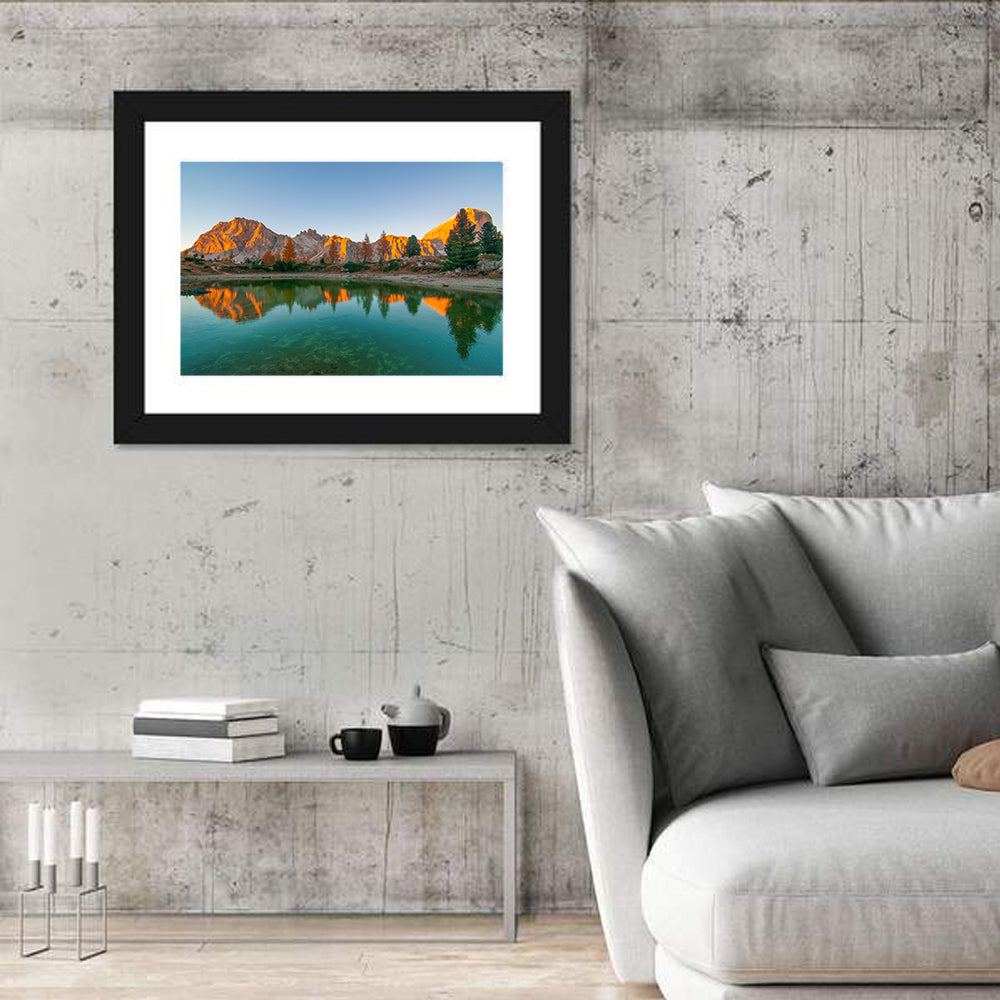 Lago Di Federa Alpenglow Wall Art in a room, landscape