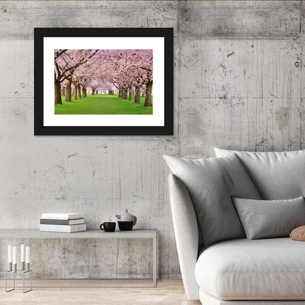 Cherry Blossom Avenue Wall Art in a room, landscape