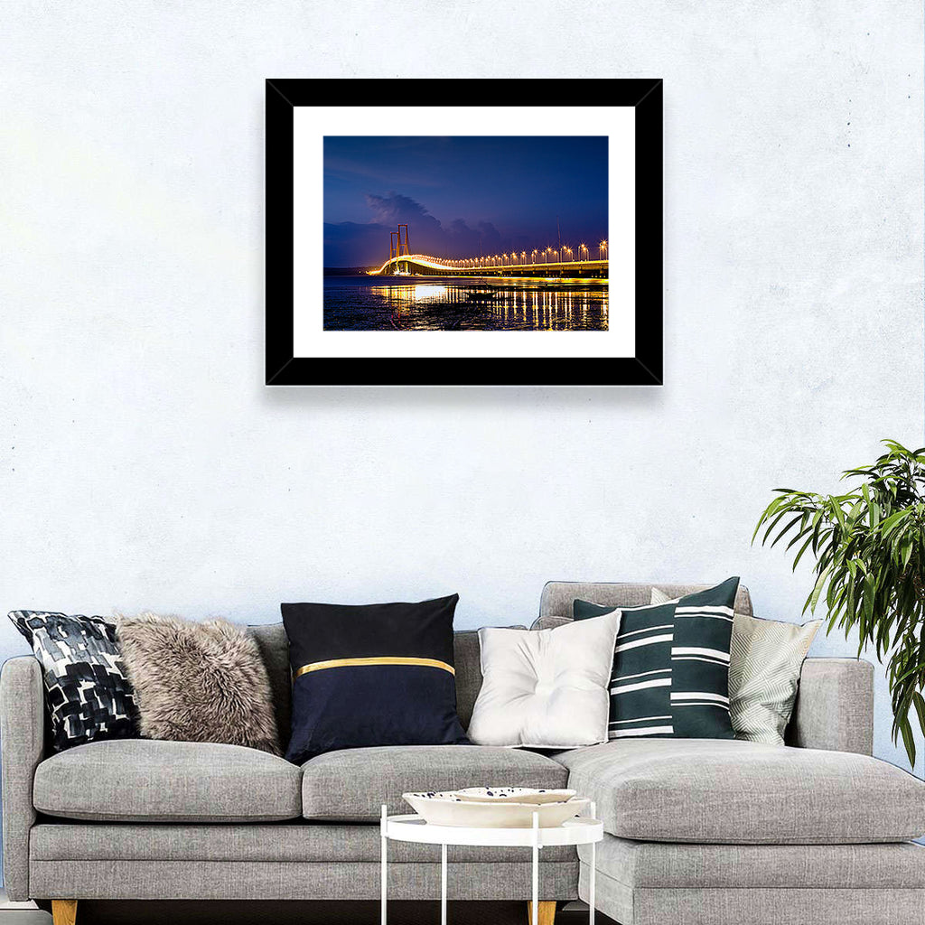 Suramadu Bridge at Dusk Wall Art