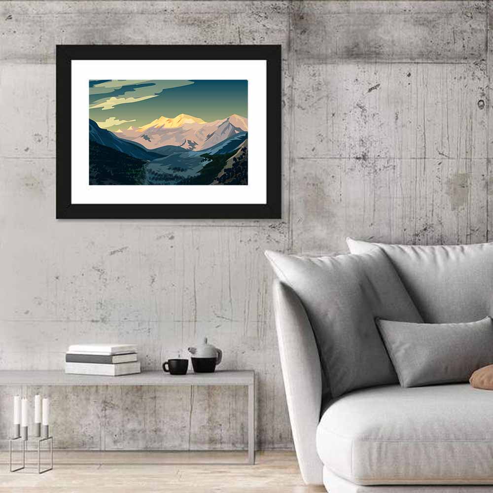 Nanga Parbat Sunrise Illustration Wall Art