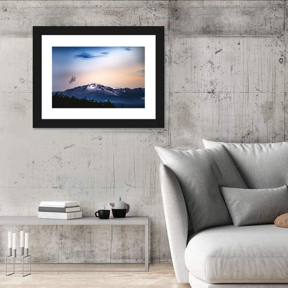 Snow-capped Pikes Peak at Dusk Wall Art