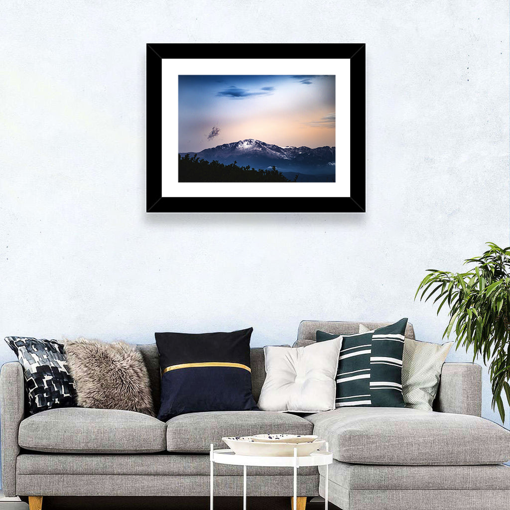 Snow-capped Pikes Peak at Dusk Wall Art