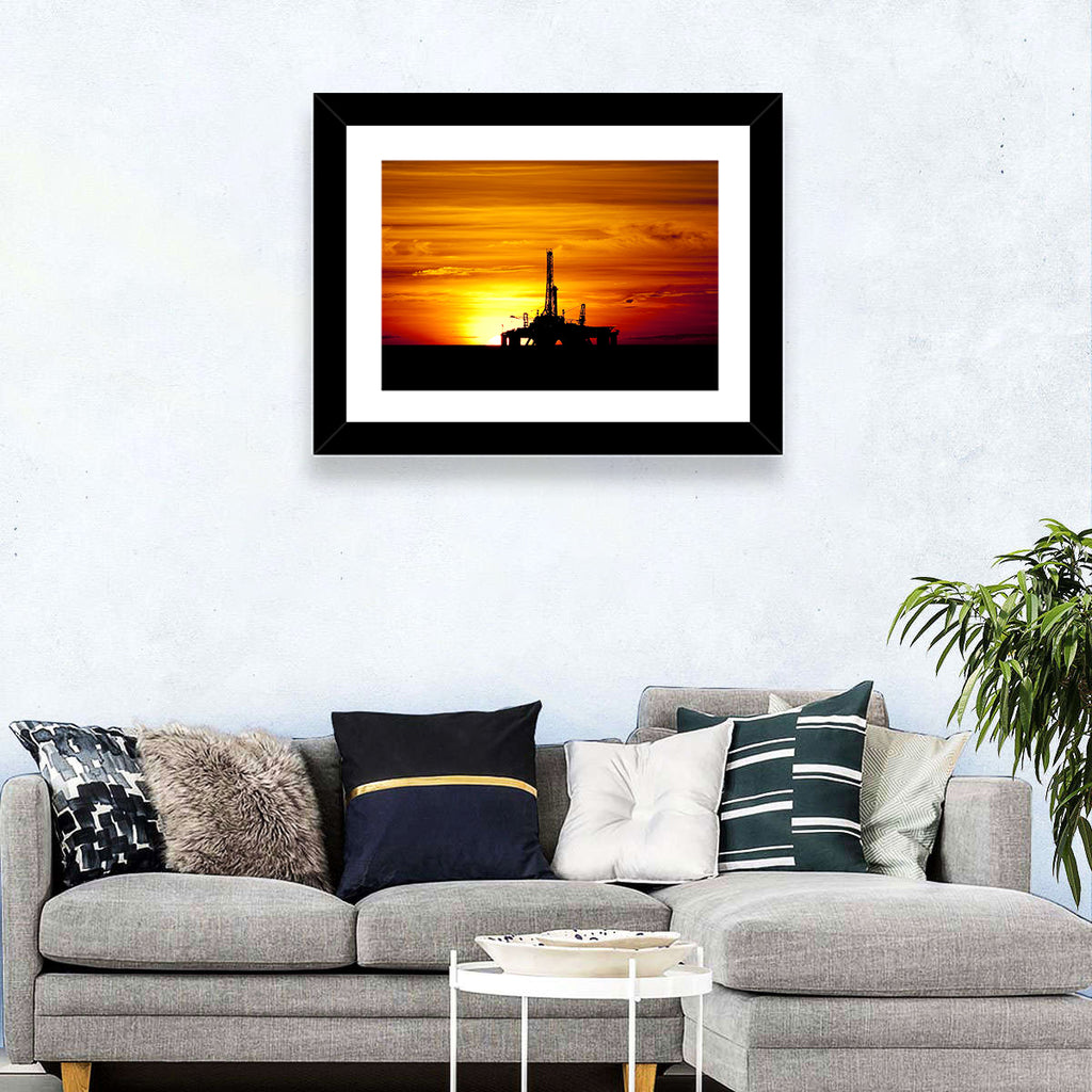 Offshore Oil Rig at Sunset Wall Art