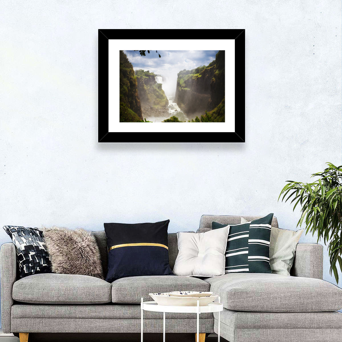 Victoria Falls Zambezi Gorge Wall Art in a room, landscape