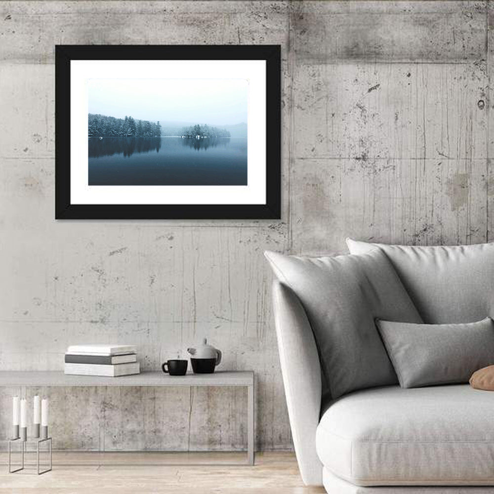Burr Pond Winter Reflection Wall Art in a room, landscape