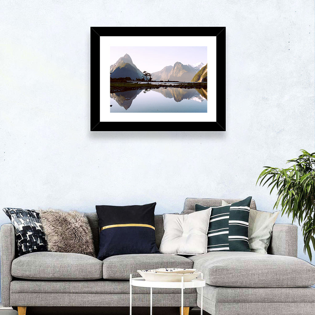 Mitre Peak Reflection at Milford Sound Wall Art