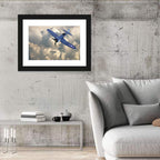 Wwii Fighter Plane Over Clouds Wall Art