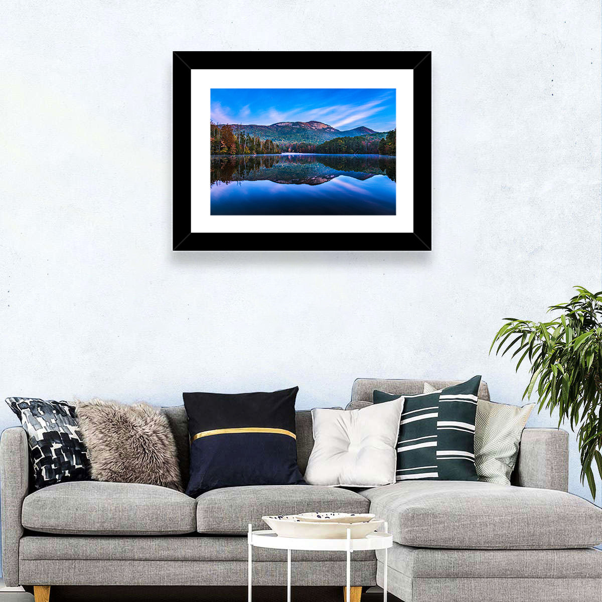 Pinnacle Lake Reflection Wall Art in a room, landscape