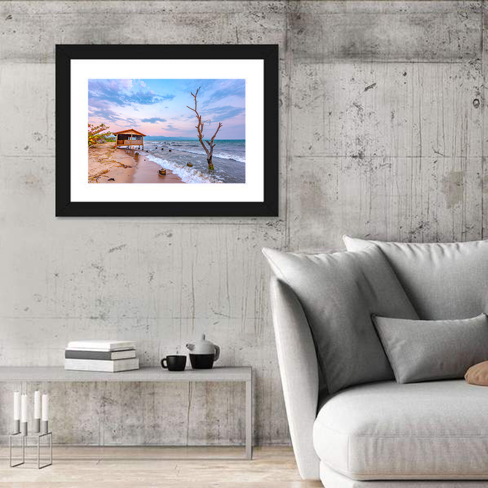 Tanganyika Shoreline at Dusk Wall Art in a room, landscape