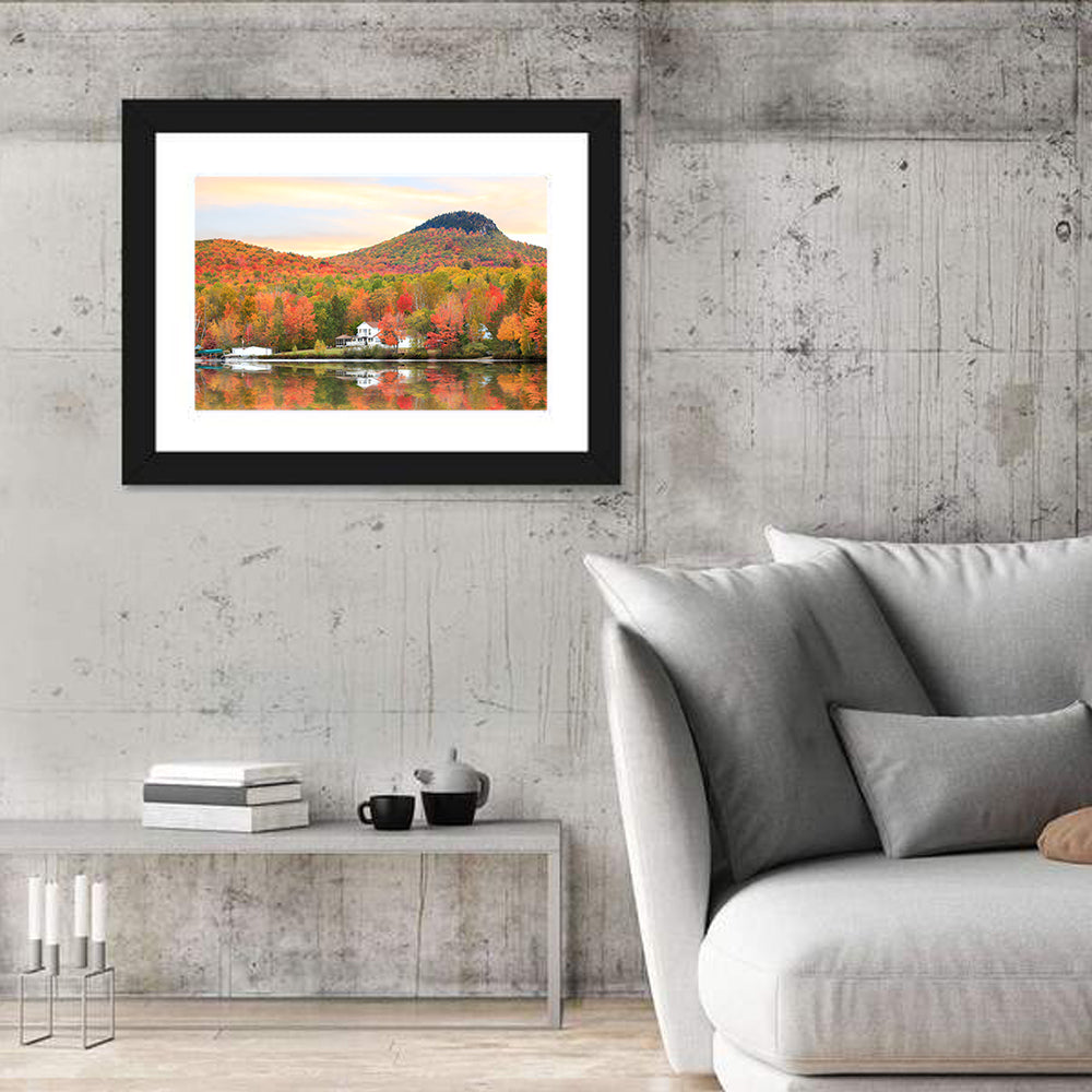 Groton Lakehouse Reflection Wall Art in a room, landscape